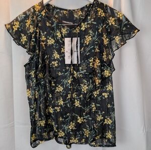Sabina Musayev Black Floral Women's Top Size XS BNWT